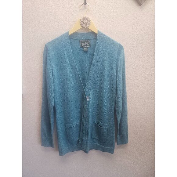 Woolrich Merino Wool V-neck Cardigan Medium - Picture 6 of 10